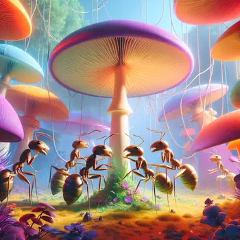 In my dream, talking ants debated philosophy under a giant mushroom umbrella.