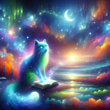 In my dream, a talking cat shared secrets under a shimmering moonlight.