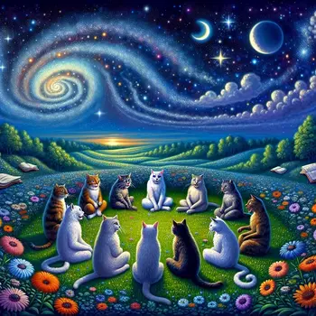 In the dream, talking cats debated philosophy under a starlit sky.