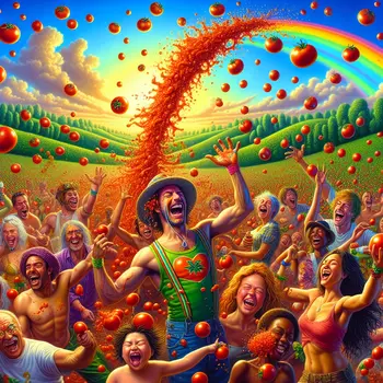 In my dream, laughter echoed as I joyfully threw tomatoes at friends. In my dream, laughter echoed as I joyfully threw tomatoes at friends.