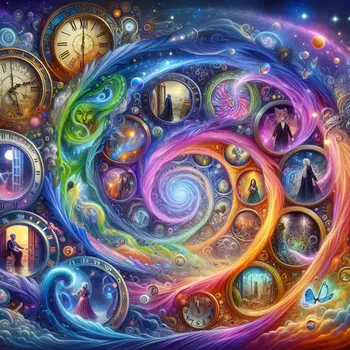 In a dream, I soared through swirling portals of vibrant time travel.