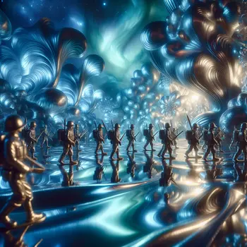 In my dream, tin soldiers marched through a glittering metallic landscape.