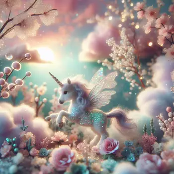 In my dream, a tiny unicorn danced through fields of sparkling flowers.