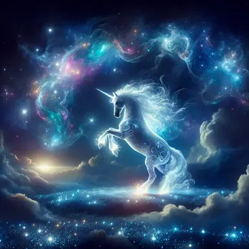 In my dream, a radiant unicorn danced amidst twinkling stars and moonlight.