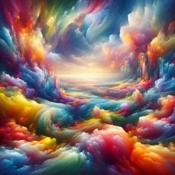 In a dream, vibrant colors danced through swirling clouds and glowing landscapes.