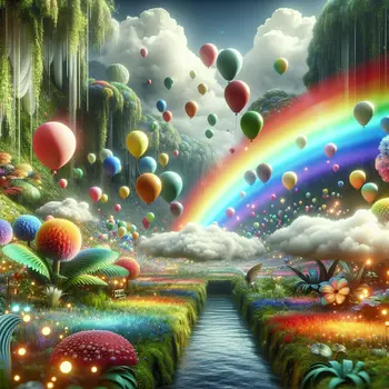 In my dream, colorful water balloons burst, creating vibrant rainbows everywhere.