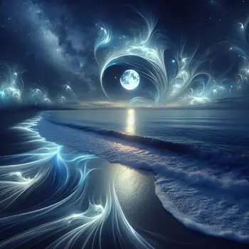 In the dream, waves whispered secrets under a shimmering moonlit sky.