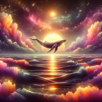 In my dream, a giant whale soared above shimmering, golden waves.