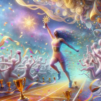 In my dream, I crossed the finish line, triumphant, winning a race. In my dream, I crossed the finish line, triumphant, winning a race.