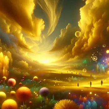 In my dream, a vast yellow sky enveloped everything, whispering secrets of wonder.