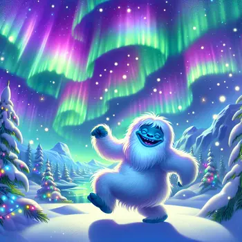 In my dream, a friendly yeti danced under swirling northern lights, joyfully.