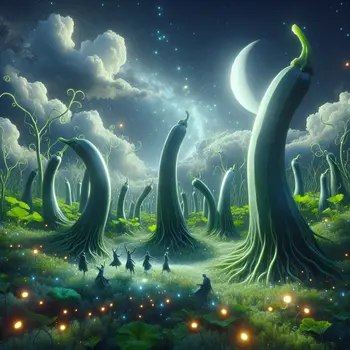 In my dream, giant zucchinis danced under a shimmering, silver moonlight.